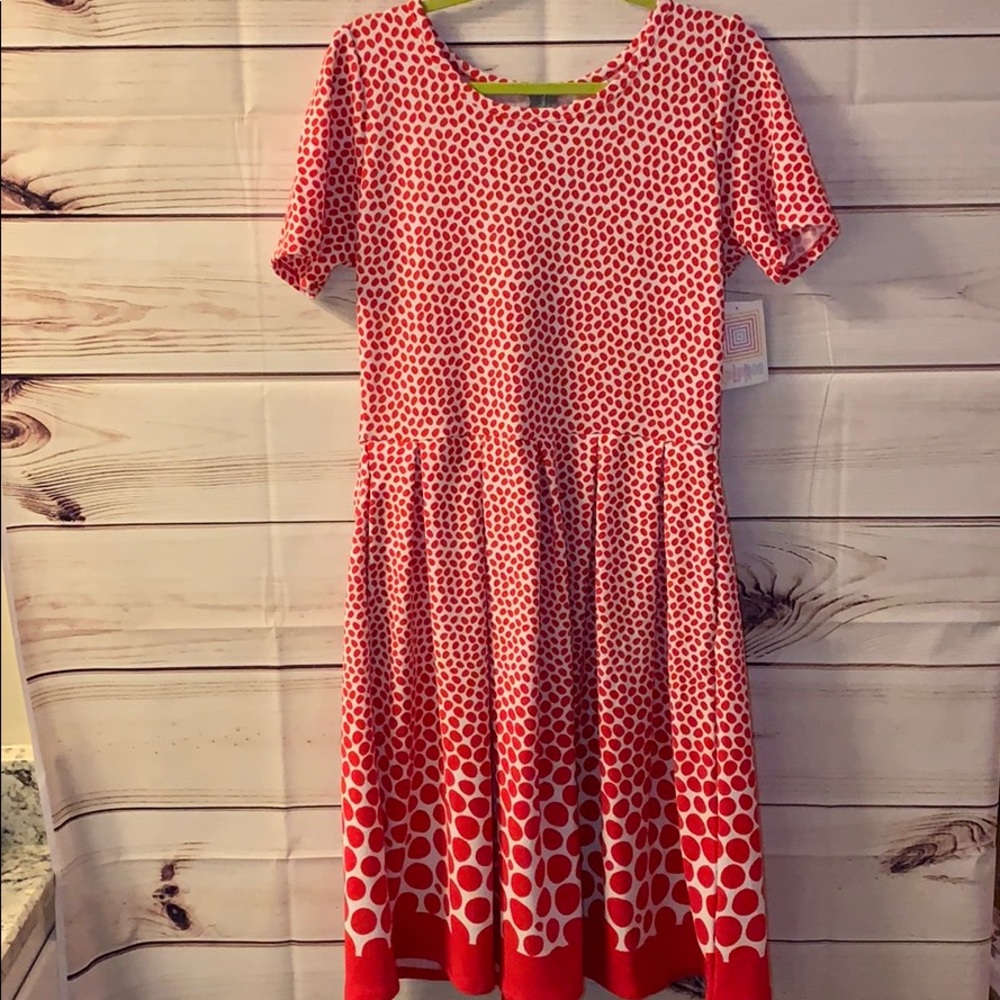 LuLaRoe Amelia XL NWT White & Red Polka Dot Dress